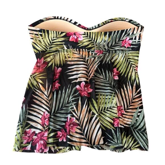 Kona Sol Tropical Swim Strapless Top Padded Breasts Size XL NWT - Picture 2 of 5